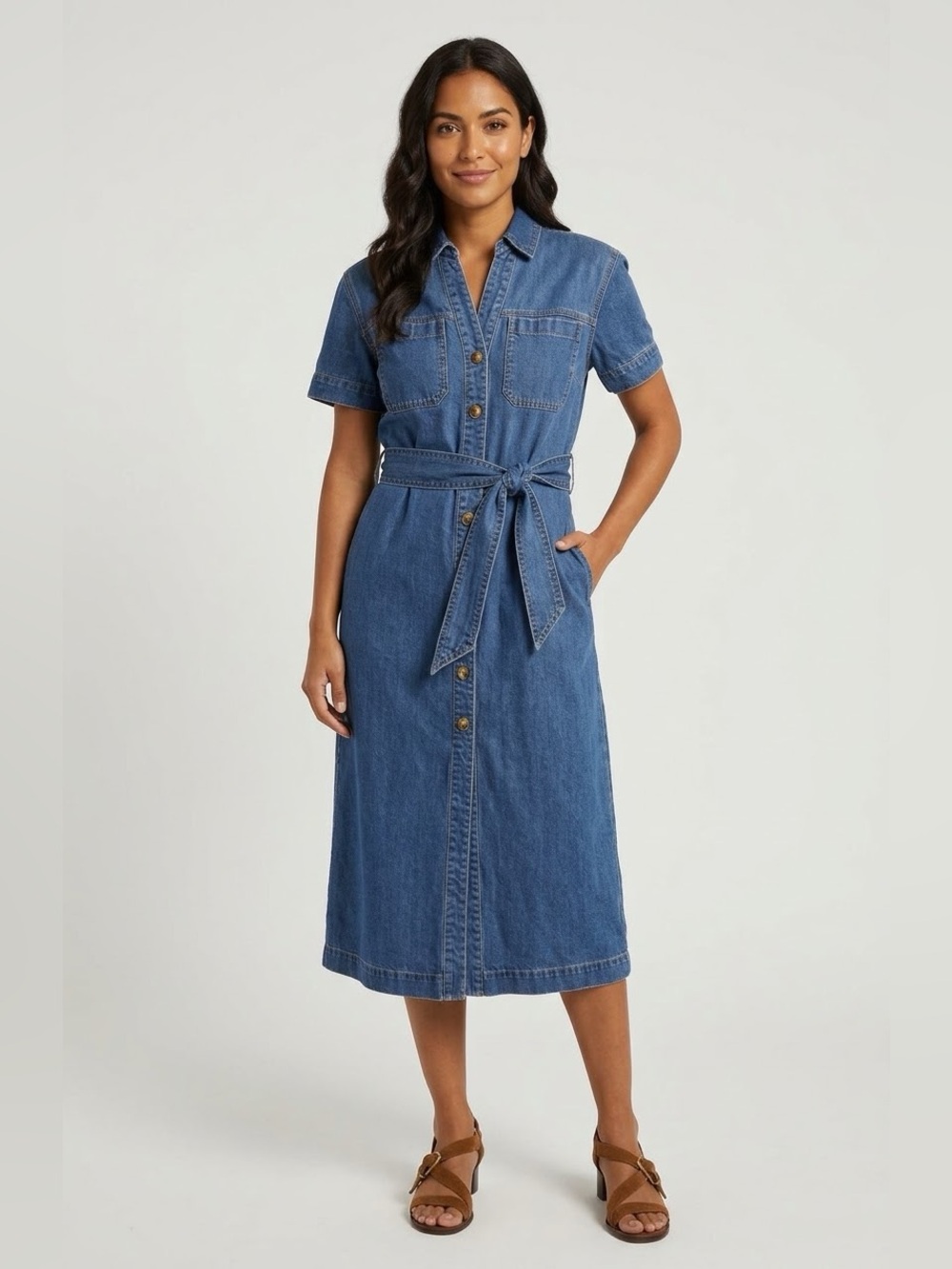 NWT Veronica Beard Tabby Belted Denim Shirtdress SZ 6 CORNFLOWER